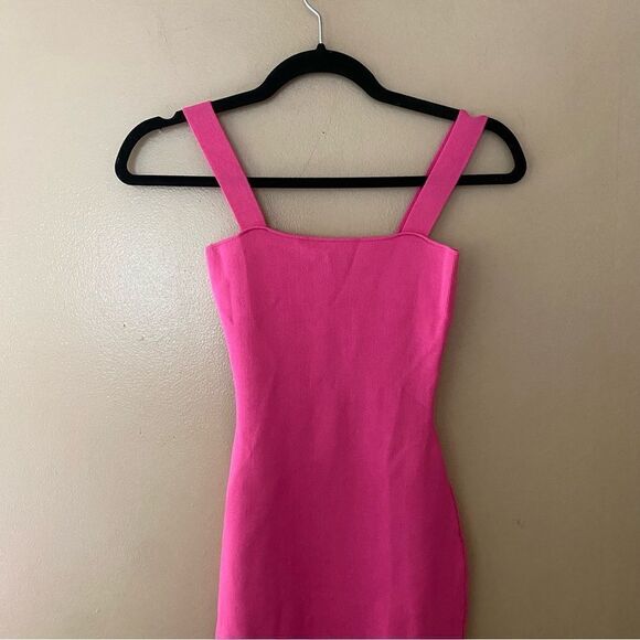 Superdown Zoe Square neck dress fuschia pink knit midi bodycon Revolve New - Picture 8 of 9